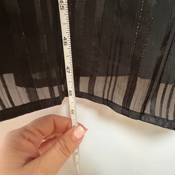 NWT En Creme Black Metallic Ruffle Tie Neck Midi Dress Medium Whimsigoth Vampire - Picture 8 of 13